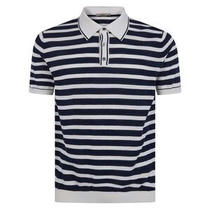 Nuur Men Two Tone Striped Short Sleeved Polo Neck T-Shirt